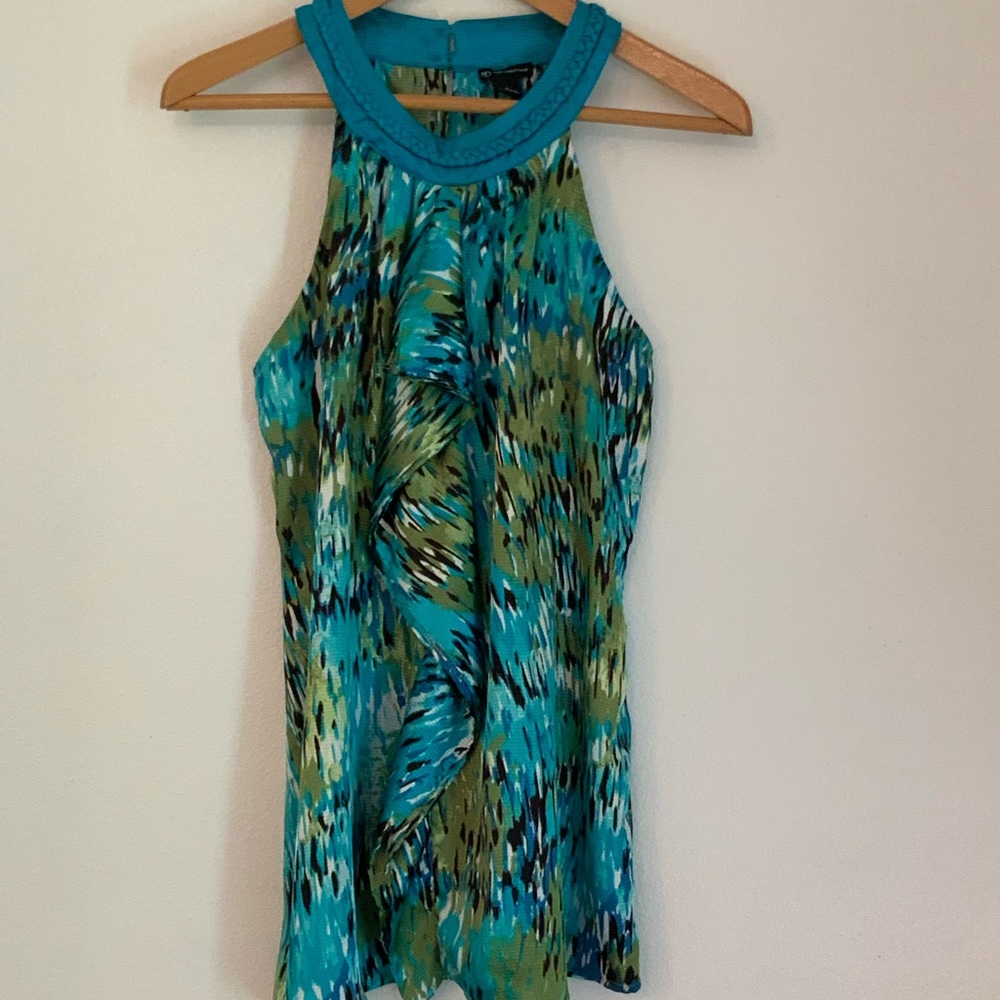 Sleeveless Patterned Blouse Peacock Colors